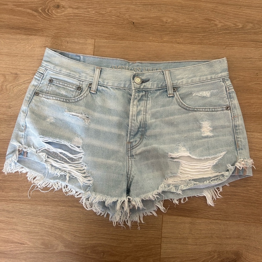 American Eagle Outfitters Blue Jean Shorts Distressed Raw Hem